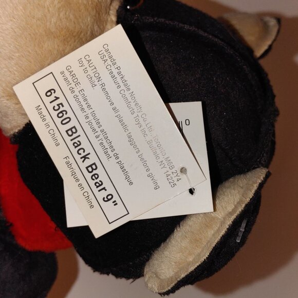 Cute Black Bear Plushie Large 9" tall with Canada Scarf NWT - Picture 6 of 6